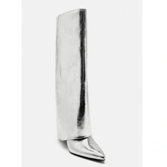 ZARA METALLIC GAITER BOOTS - Picture 6 of 10